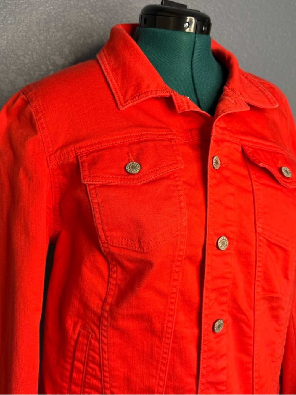 Talbots Bright Red Utility Jacket Structured Button Front Layer Size XL - Picture 4 of 13